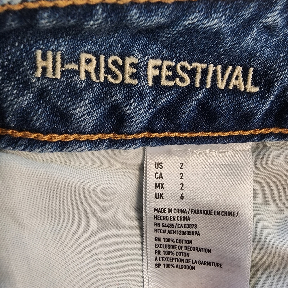 American Eagle Outfitters Jean Shorts High Rise Festival Sz 2 - Picture 5 of 5